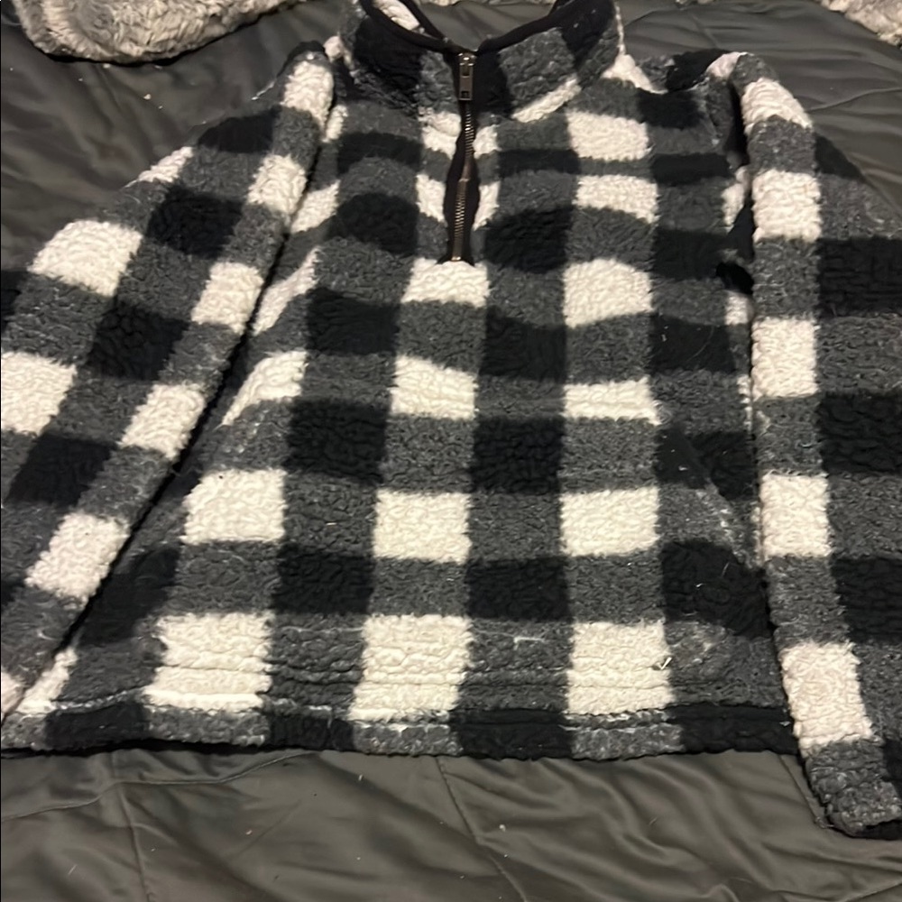 Style & Co. Black and White Checkered Puffer Jacket